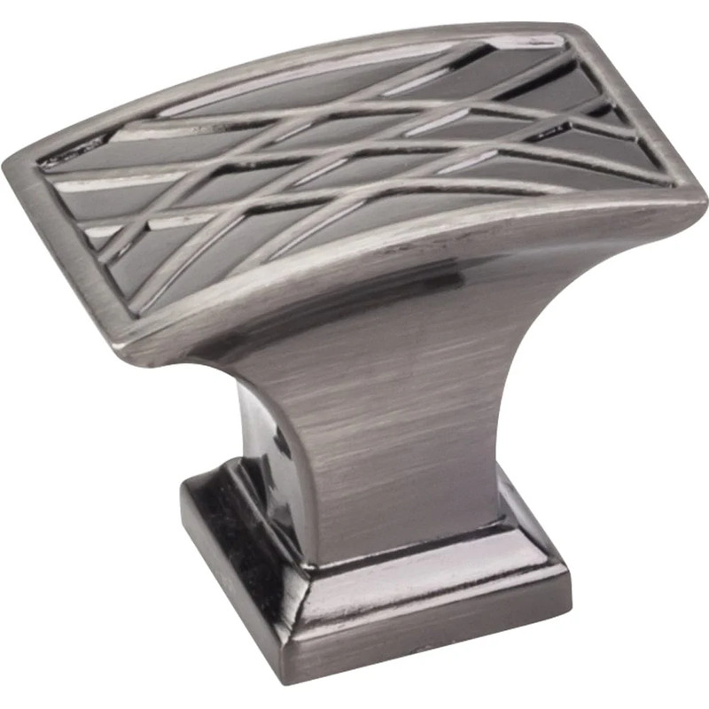 Aberdeen Rectangle Lined Knob, 1-1/2" O.L., Brushed Black Nickel